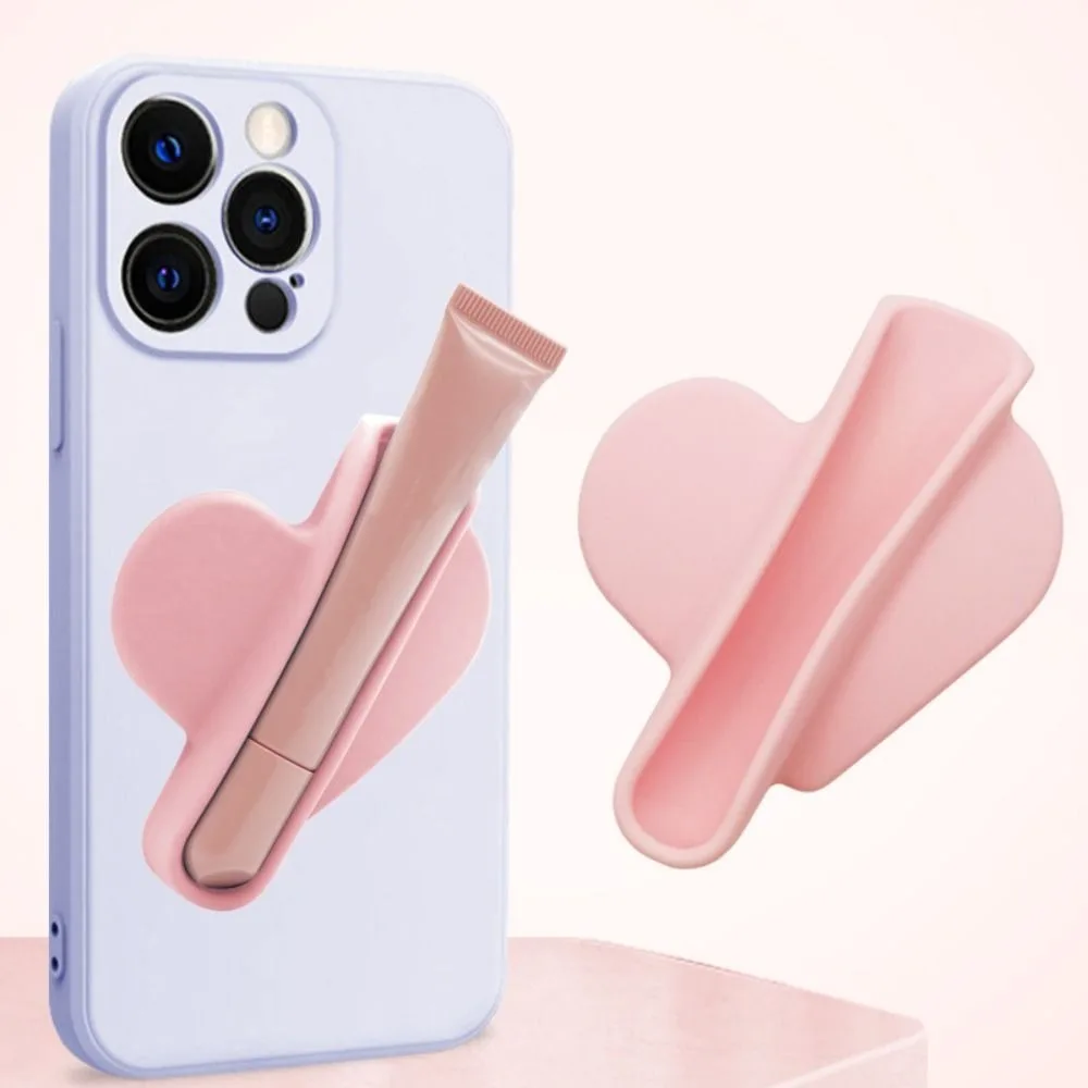 Silicone Phone Lipstick Holder Heart Shaped Stick Lip Glaze Back Stick Holder Mobile Phone Case Accessories Protective Case