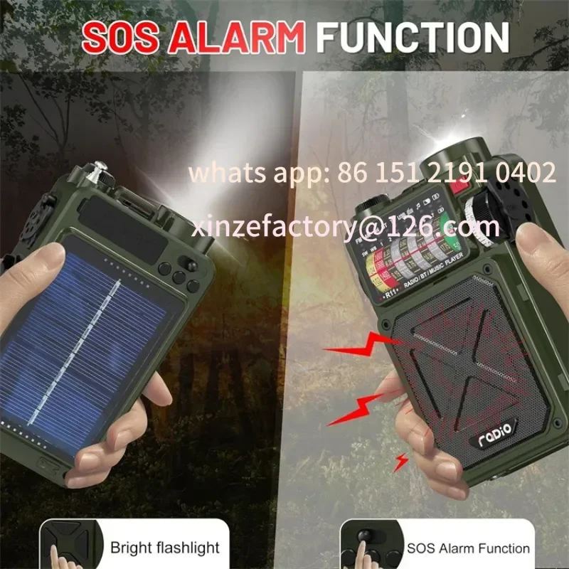 

Customizable Outdoor Solar Emergency Hand Crank Dynamo Radio USB Portable Vintage