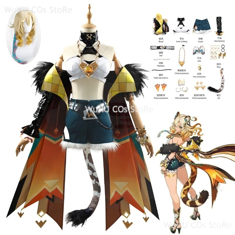 Genshin Impact Xilonen Cosplay Kostüm Cos Xilonen Perücke Party Uniform Frauen Halloween spielen Rolle Kleidung Kleidung neue komplette Set