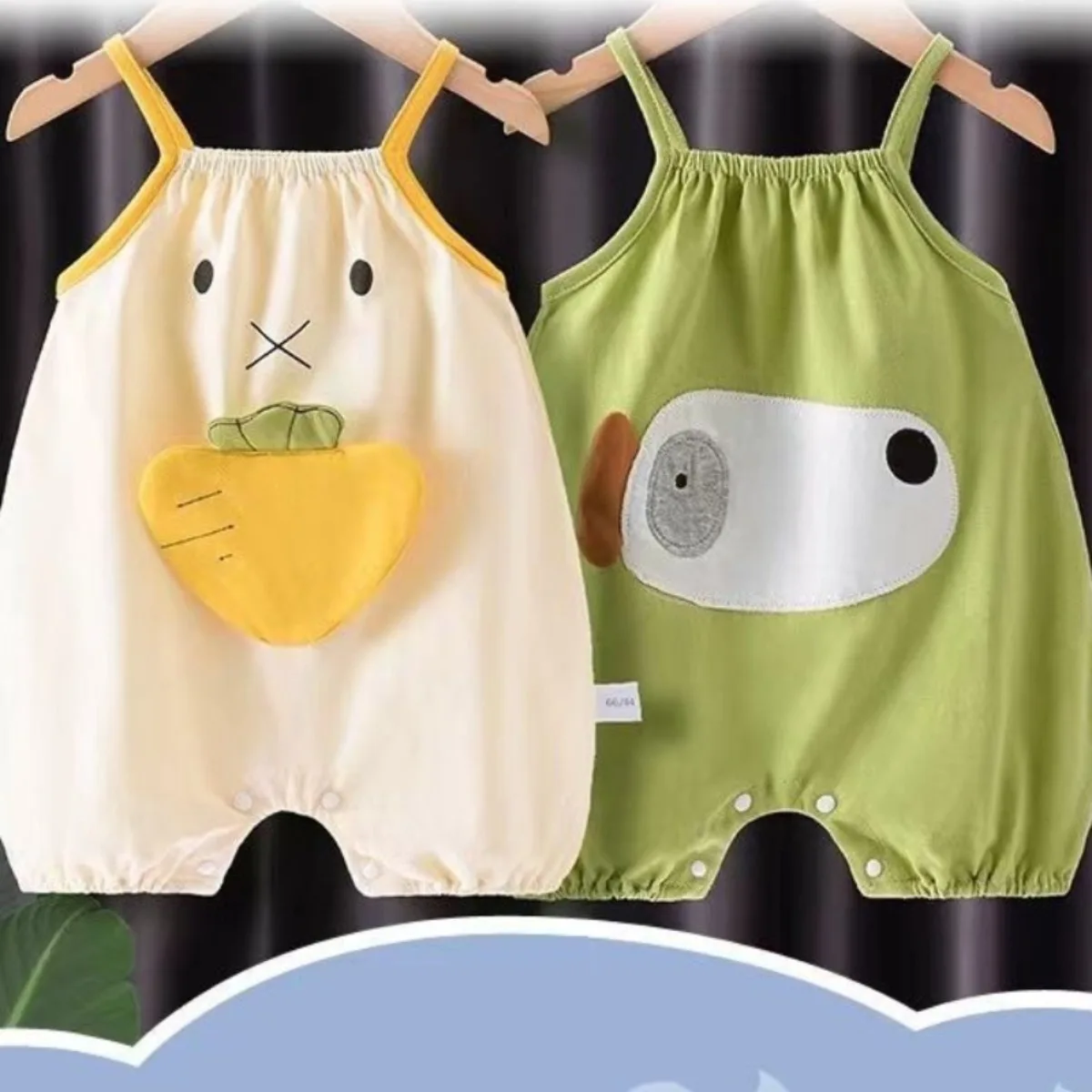 6-18M Baby Boy Girl Summer Lightweight Spaghetti Strap Onesie Newborns Pure Cotton Breathable Skin-friendly Sleeveless Romper