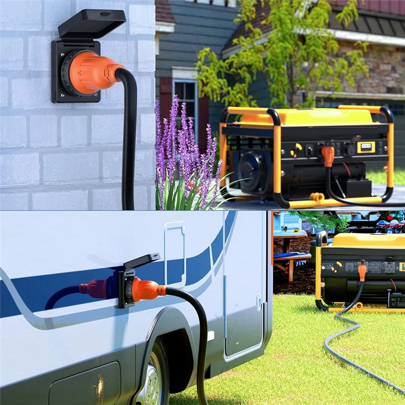 

A89X 30 AMP RV Shore Power Inlet 125V Розетка с поворотным замком NEMA L5-30P Закрытая запираемая фланцевая штекерная вилка Входная коробка