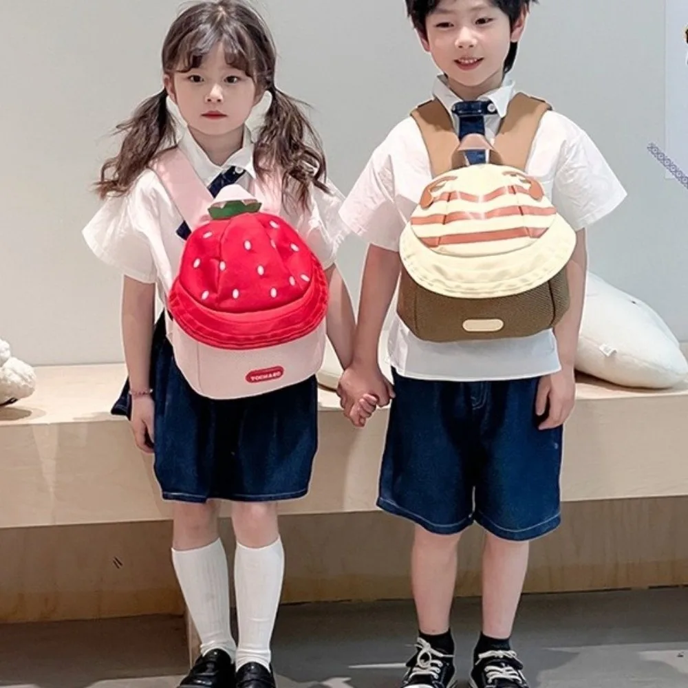 Storage Bag Strawberry Children Backpack Fruit Large Capacity Cartoon Daypack Cloth Double Shoulders Students School Bag Kids