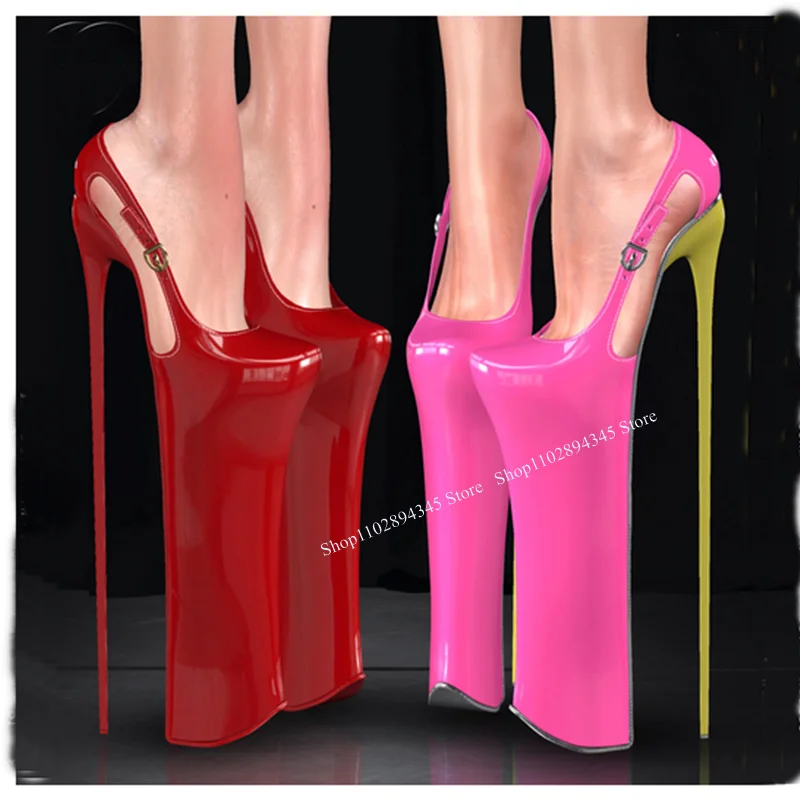 

Red Buckle Glitter Leather Shallow Pumps Thin High Heel Round Toe Fashionable Sexy Summer 2024 Woman Shoes Zapatillas Mujer