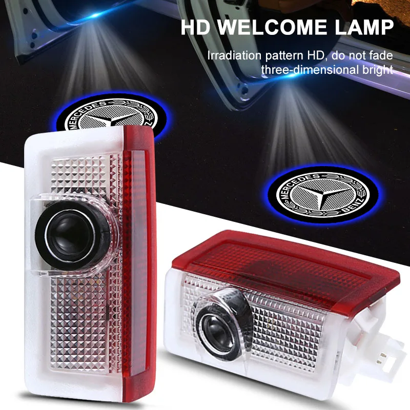 2PCS Car Door Projector Decor Lamp LED Welcome Lights For Mercedes Benz C180 C200 C260 C300 W108 W124 W126 W140 W168 W169