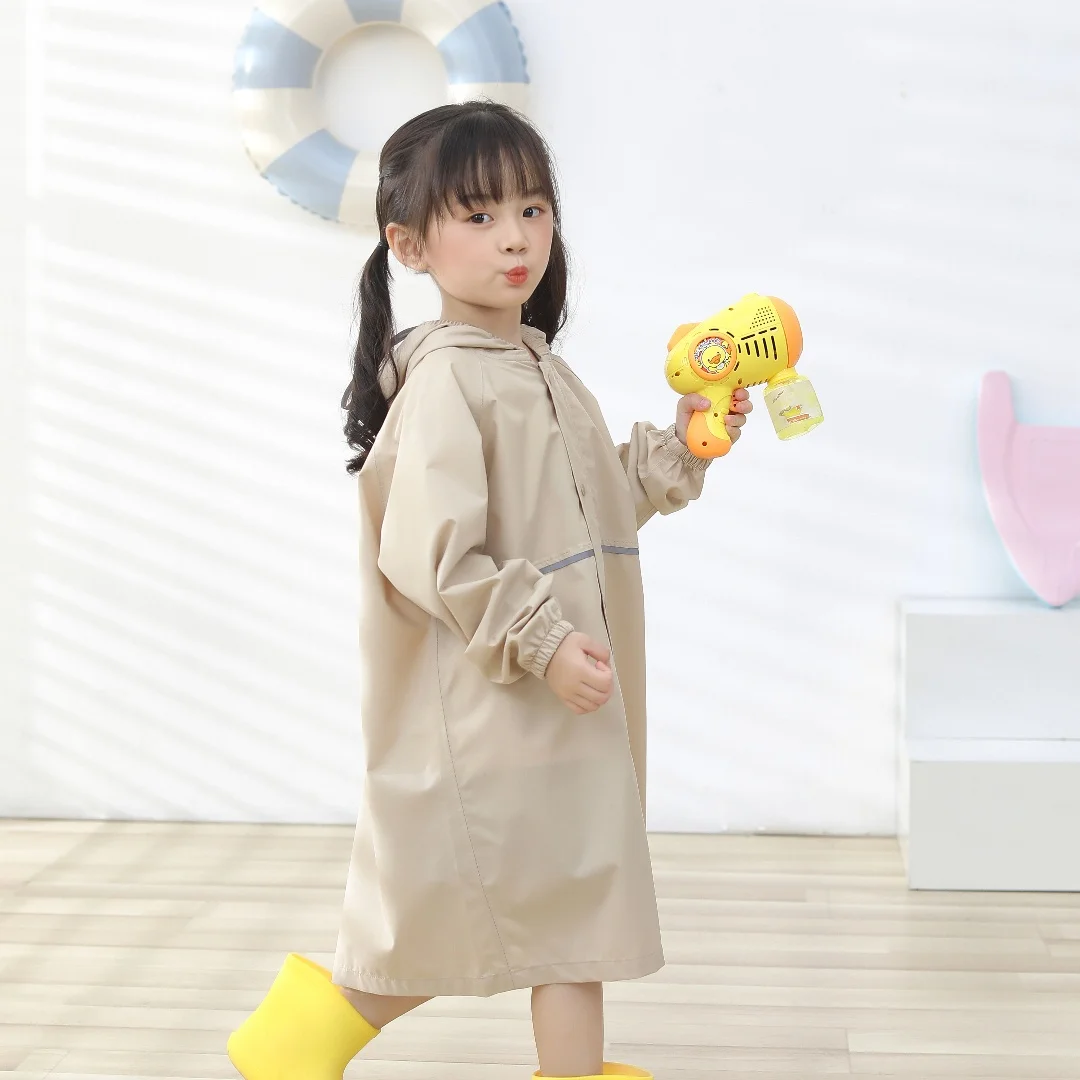 Korea hot High Quality Baby raincoat Children Long Raincoat Waterproof Lightweight Polyester Kid\'s Raincoat  Reflective Stripe