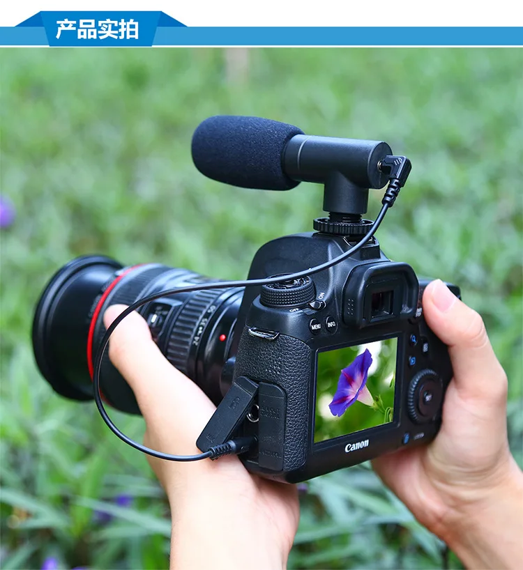 PULUZ 오디오 스테레오 녹음 브이로그 전문 인터뷰 마이크, DSLR 및 DV 캠코더 스마트폰용, 3.5mm