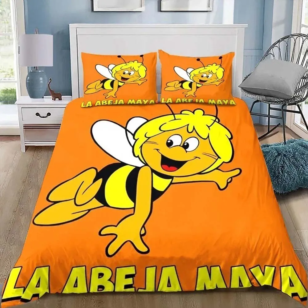 Die Biene Maja Comforter Bedding Set,Anime Maya Duvet Cover Bed Set Quilt Cover Pillowcase,King Queen Size Bedding Set Boy