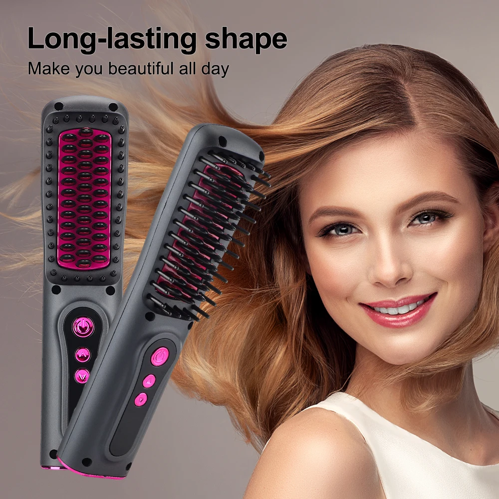 New Curl Straight Dual Purpose Styling Comb Hairdressing Portable Rechargeable Hair Straightener USB Wireless Curling Comb