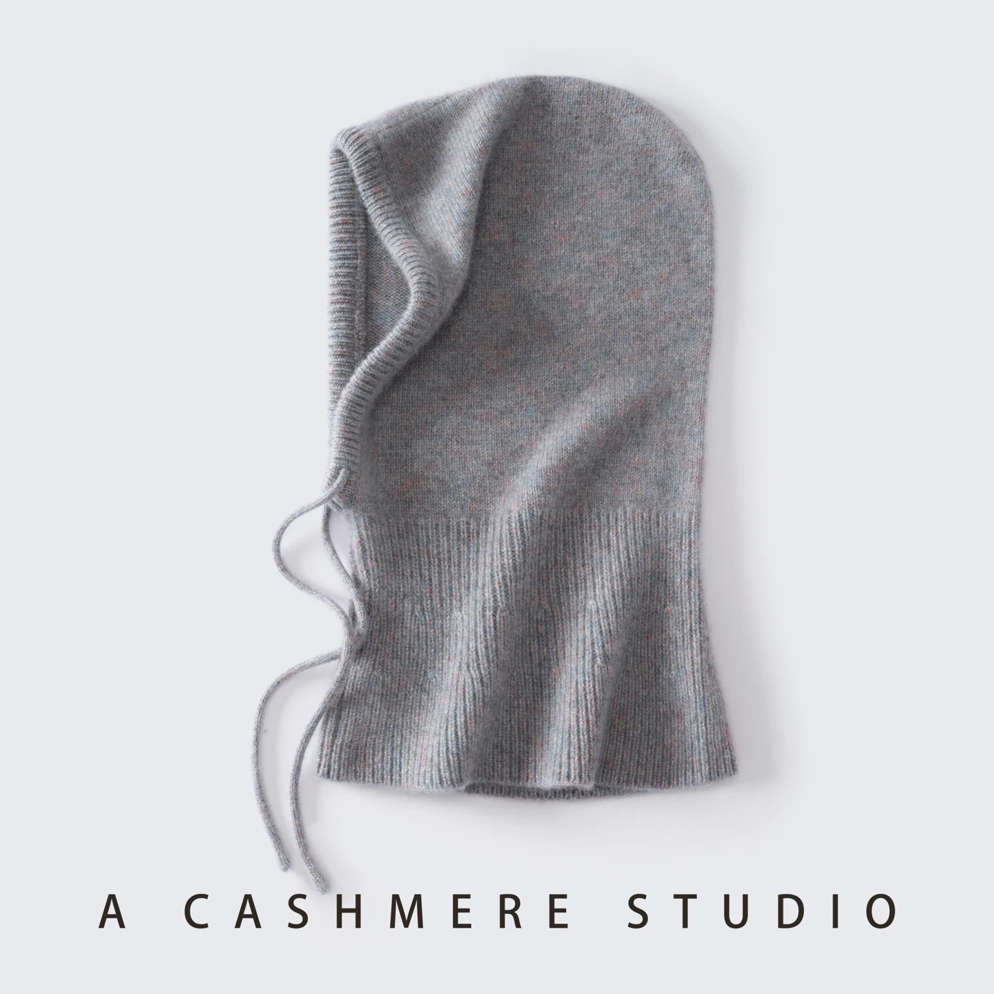 100%Top Cashmere Hats for Women Winter Outdoor Speckled Yarn Knitted Balaclava Cap Neck Collar Soft Warm Beanies Hooded Scarf