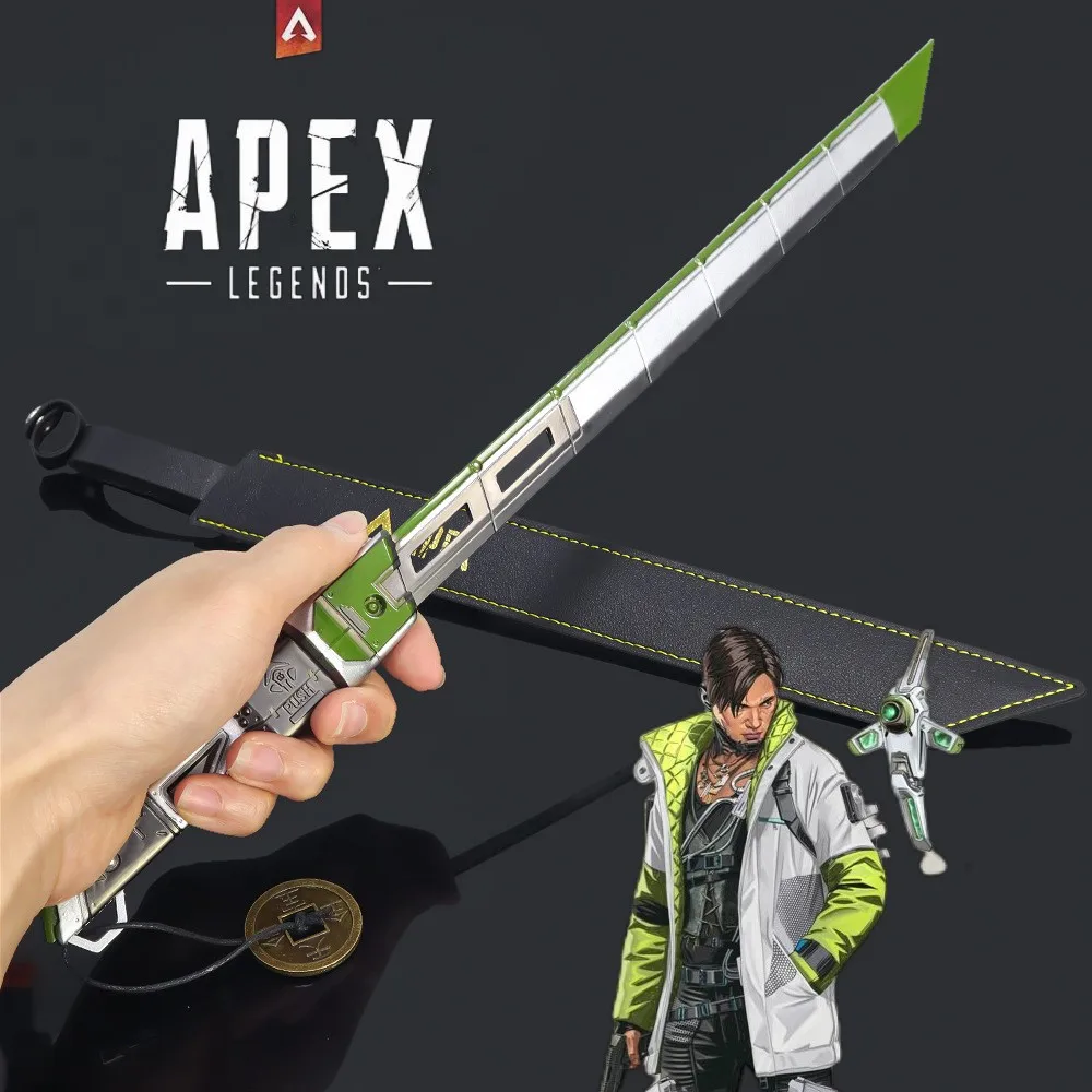 Chaveiro luminoso do jogo para meninos, faca modelo de arma, espada Katana, Apex Legends, herança cripto, lâmina Biwon, brinquedos samurai