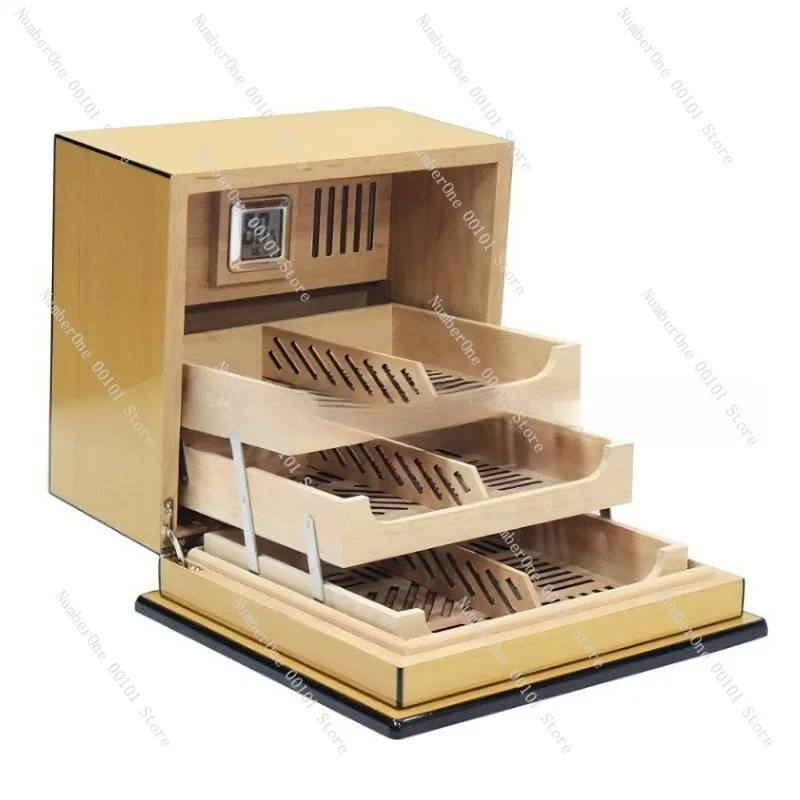 Multi-layer Cigar Box Packaging, Hand-embossed Gold Piano Lacquer, High-end Cigar Moisture-retaining Box for Luxury Storage