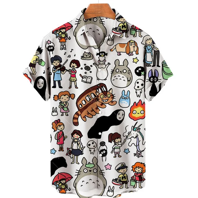 

Printed Cartoon Shirt Hot Selling Lapel Short Sleeved Shirt