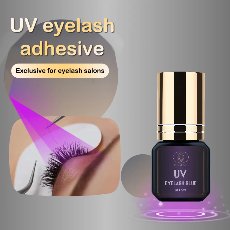 Adhesivo de pegamento UV para extensiones de pestañas, 5ml, 1S, secado rápido, pegamento fuerte para extensión de pestañas postizas, pegamento UV de larga duración para pestañas
