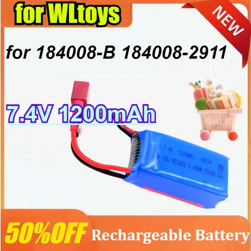 

New 7.4V 1200mAh Battery for WLtoys 184008 Remote Control Car 184008-B 184008-2911 Lithium Battery Accessories