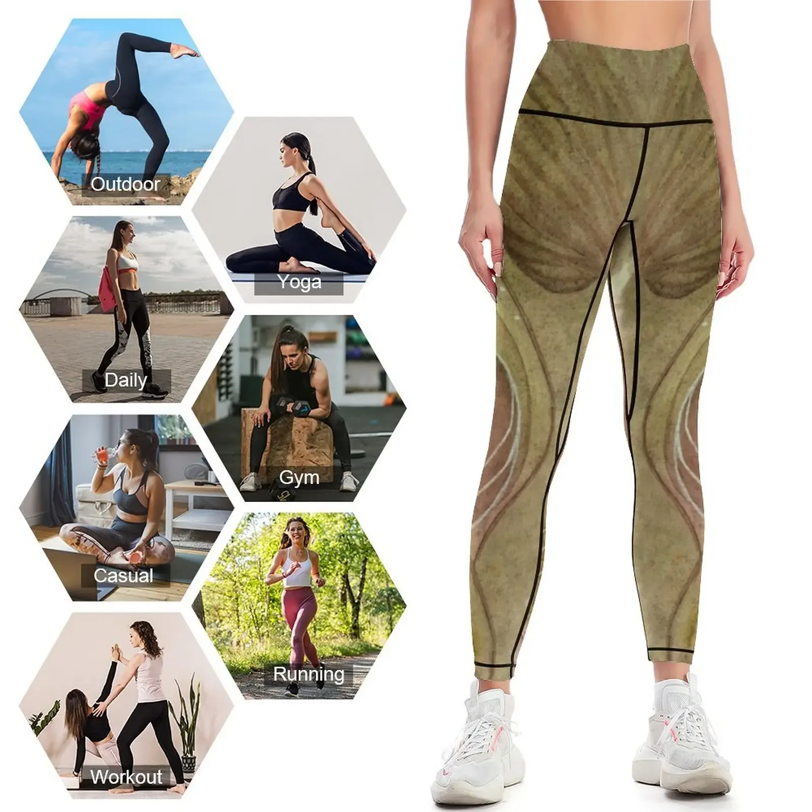 مجموعة ملابس اللياقة البدنية من Forest Elf Leggings ملابس رياضية للصالة الرياضية لصالة الألعاب الرياضية، سراويل ضيقة رياضية للسيدات