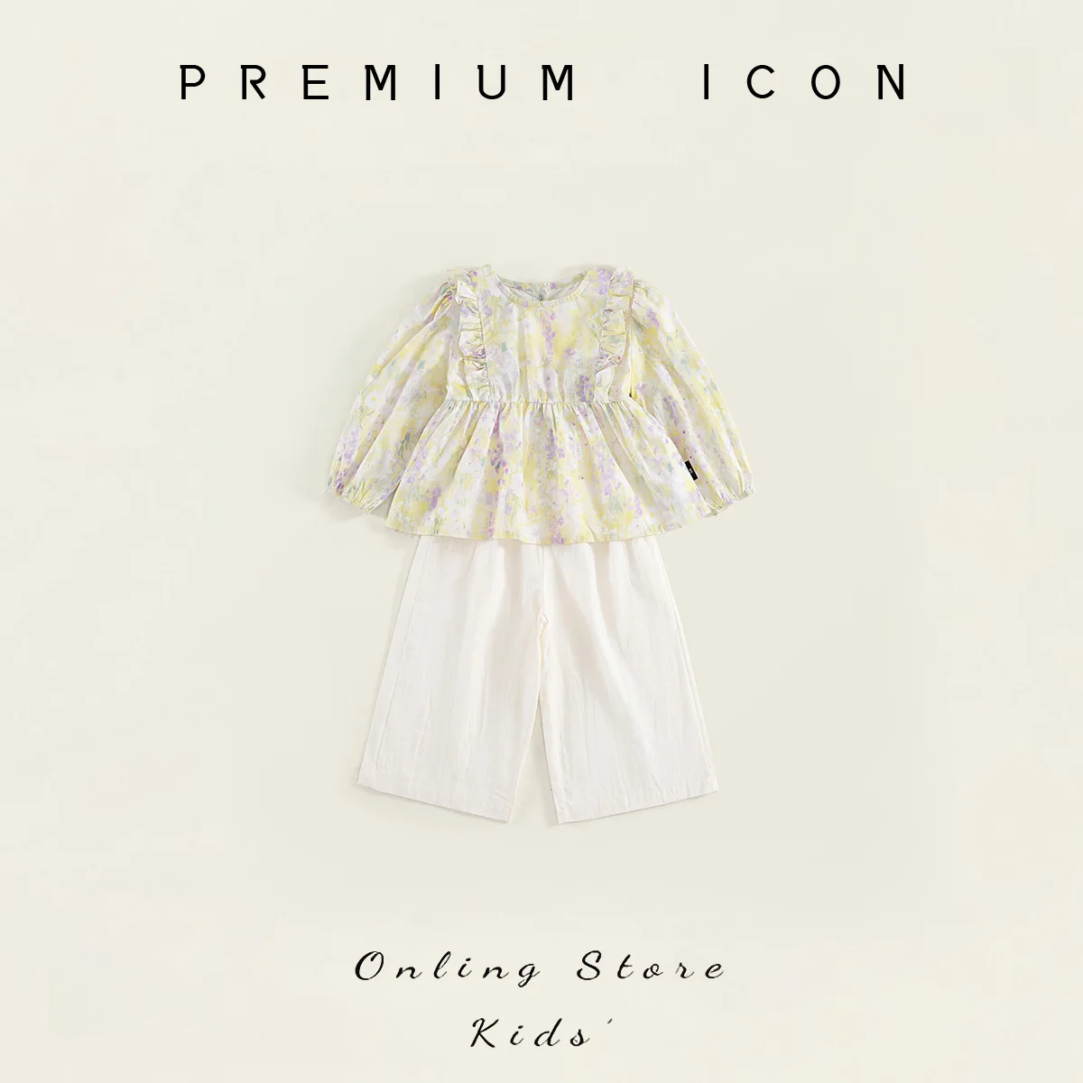 Girl's Lace-up Long-sleeved Doll Dress 2026 Spring New Arrivals for Children and Teenagers Casual Style Two-piece Set with Pants