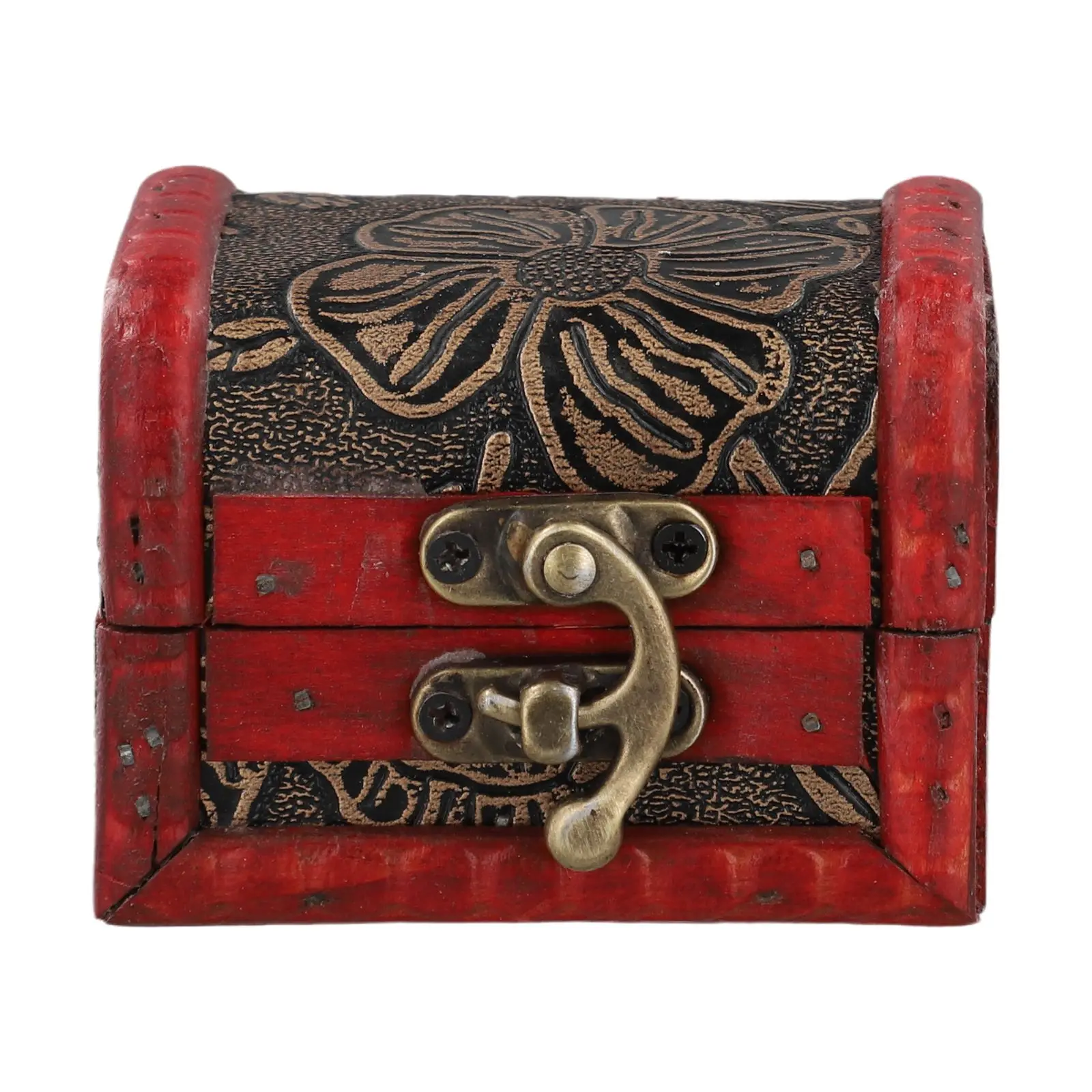 1pc Wooden Treasure Chest Jewelry Box Vintage Storage Wooden Box Trinket Gift Box Home Decoration Container Supplies 8x6x6cm