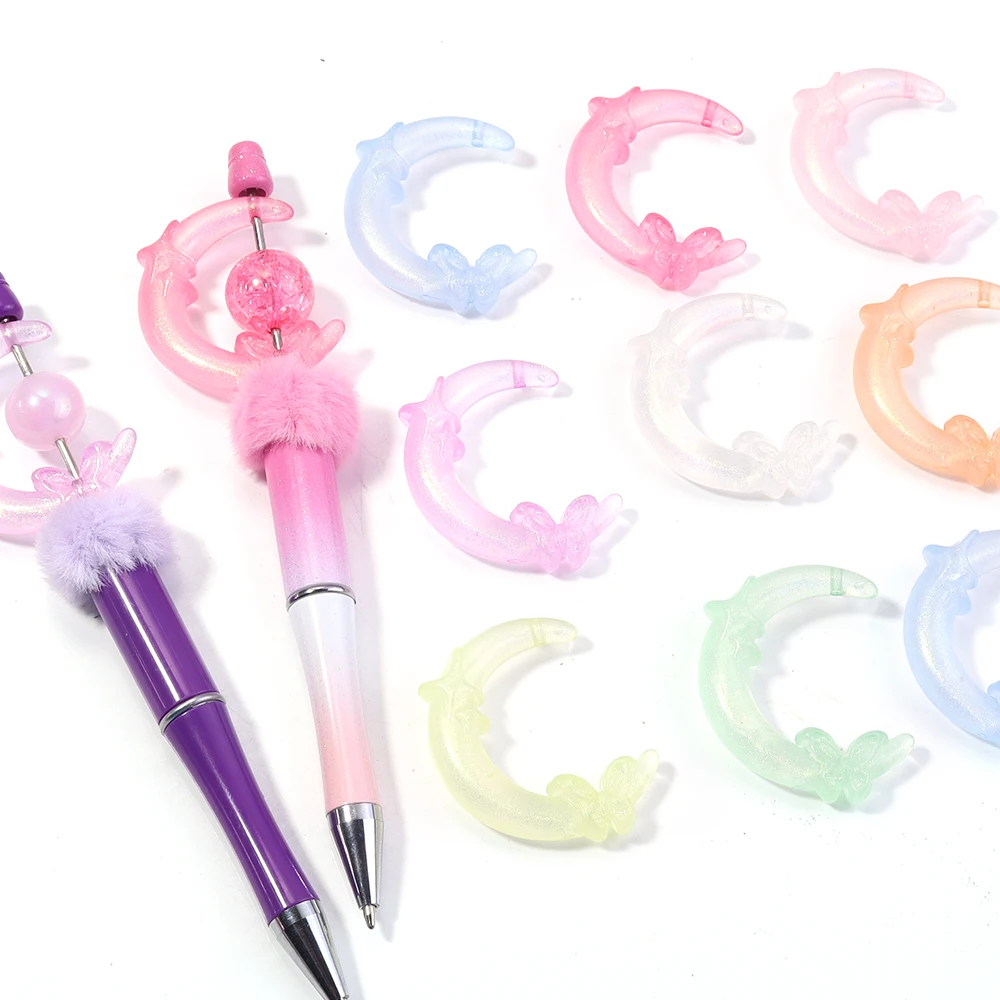 10pcs 36.5X41mm Moon Butterfly Star Acrylic Beads Colorful Luminous Loose Beads For Jewelry Making DIY Necklace Phone Key Chain image 5