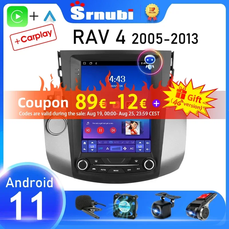 

Srnubi Android 11 Car Stereo Radio for Toyota RAV4 Rav 4 2005 - 2013 Multimedia Player 2 Din Carplay Auto GPS DVD Head Unit 2din