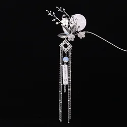 Chinese Style Hair Pin Pearl Hair Sticks Vintage Metal Glitter Flower Hair Pin For Hanfu Chinese Clothing