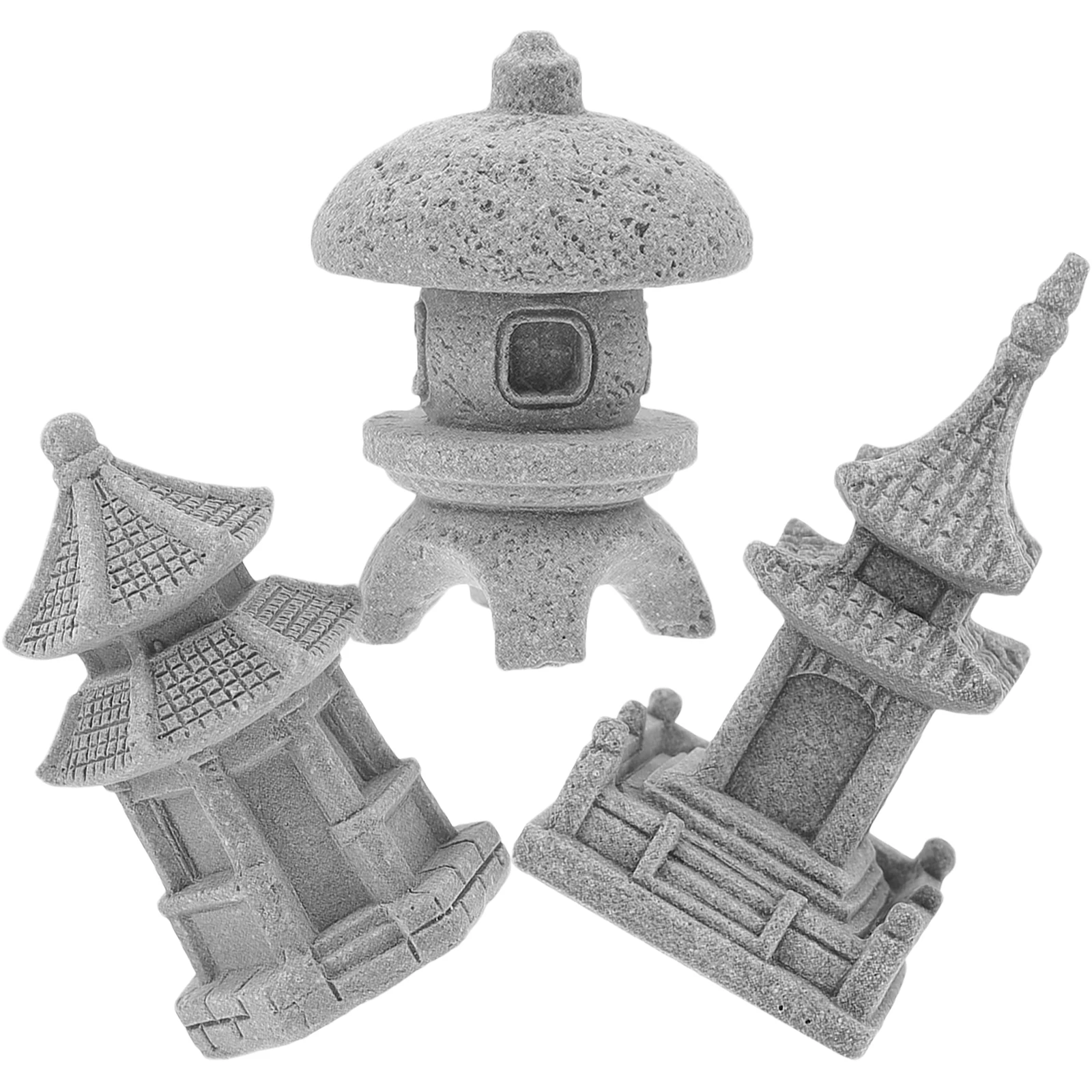 

3 Pcs Stone Pavilion Statue Mini Pagoda Model S Garden Decor Bonsai Lantern naments Yard Balcony Accessories Outdoor