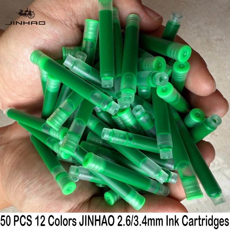 50/12 PCS JINHAO 12 Colors 2.6mm/3.4mm Fountain Pen Ink Cartridges For Majohn Hongdian Stationery School Office Supplies