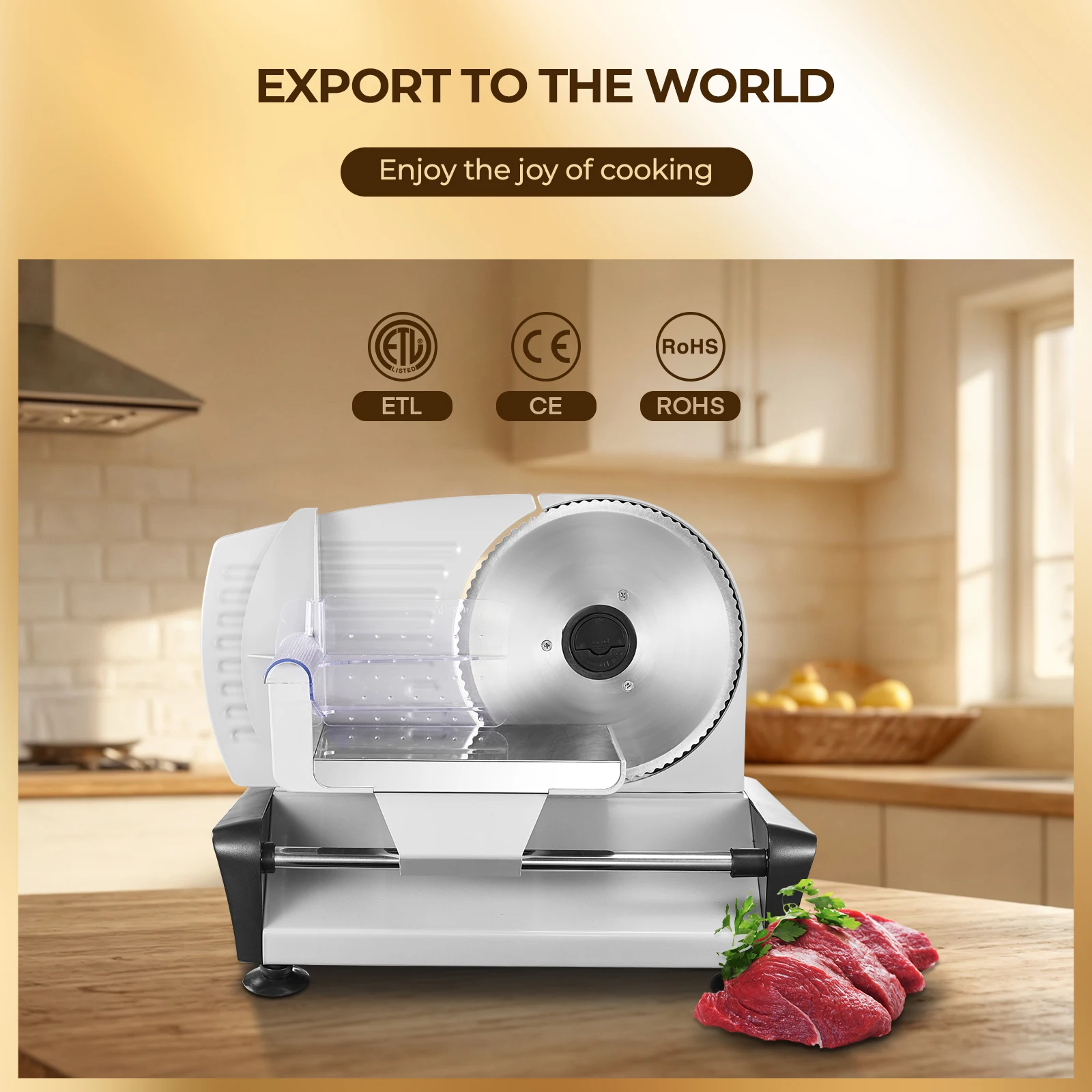 Meat Slicer, Two 7.5” Stainless Steel Blades, 200W DC Motor Electric Deli Slicer with 0‑15mm Adjustable Thickness, Tool‑Free Disassembly, Safety Lock, for Meat, Cheese, Bread & Vegetables, silver