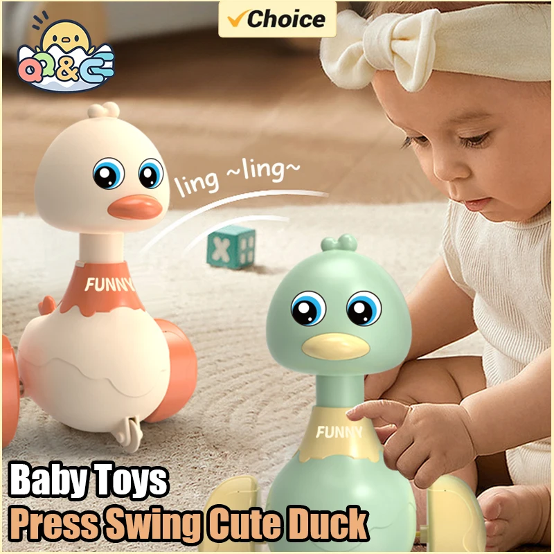 Baby Toy Swing Duck Toy Cartoon Press Vehicles Glide Animal Inertia Pull Back Cars Early Education Toys for Toddlers Boys Girls