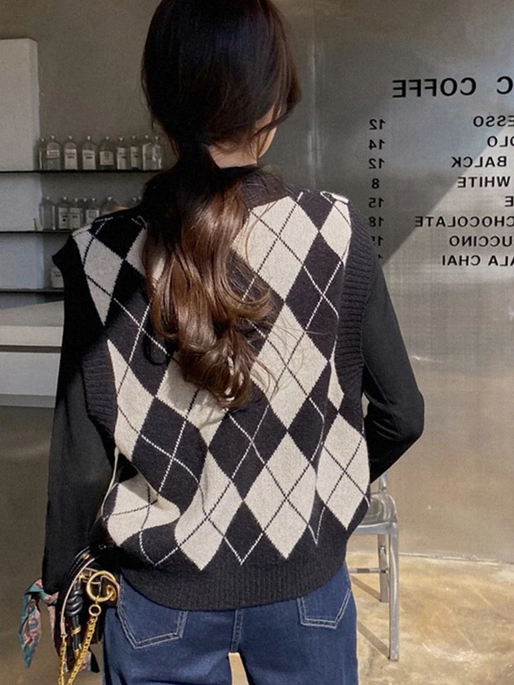 الخريف الشتاء المرأة ort محبوك سترة الماس id Sle V-ne Svel كلية Faion ملابس خارجية الحرارية #3