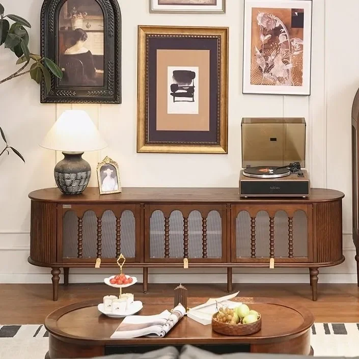 Retro Movies TV Stands Living Room Farmhouse Solid Wood Center TV Table Drawers Designer Organizer Console Table Home Furniture