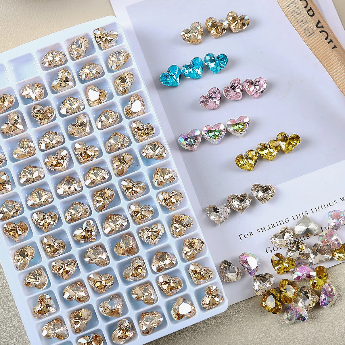 10PCS Pointed-back 3D Crystal Heart Nail Art Rhinestone Charms Accessories Parts For Nails Decoration Manicure Supplies Material