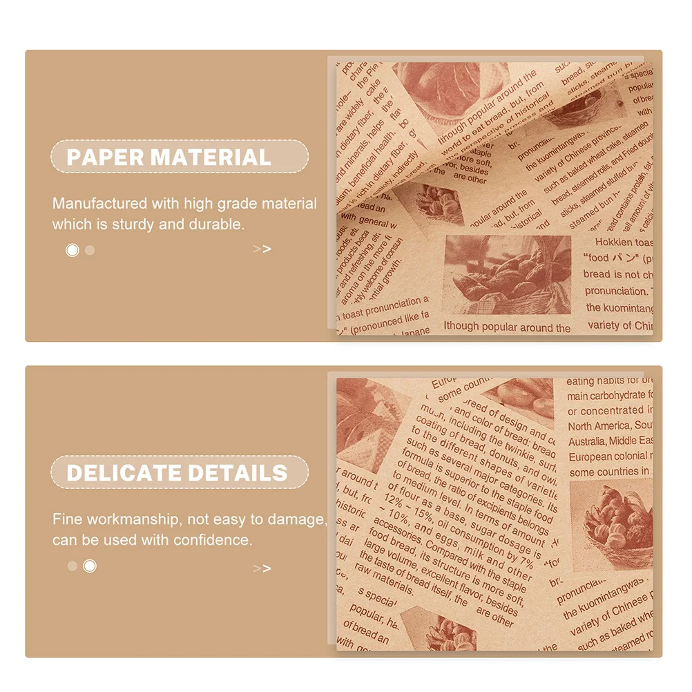 

100pcs Paper Newsprint Wax Sheets Food Wrapping Greaseproof Paper Sandwich Burger Wrappers Waterproof Oil Resistant