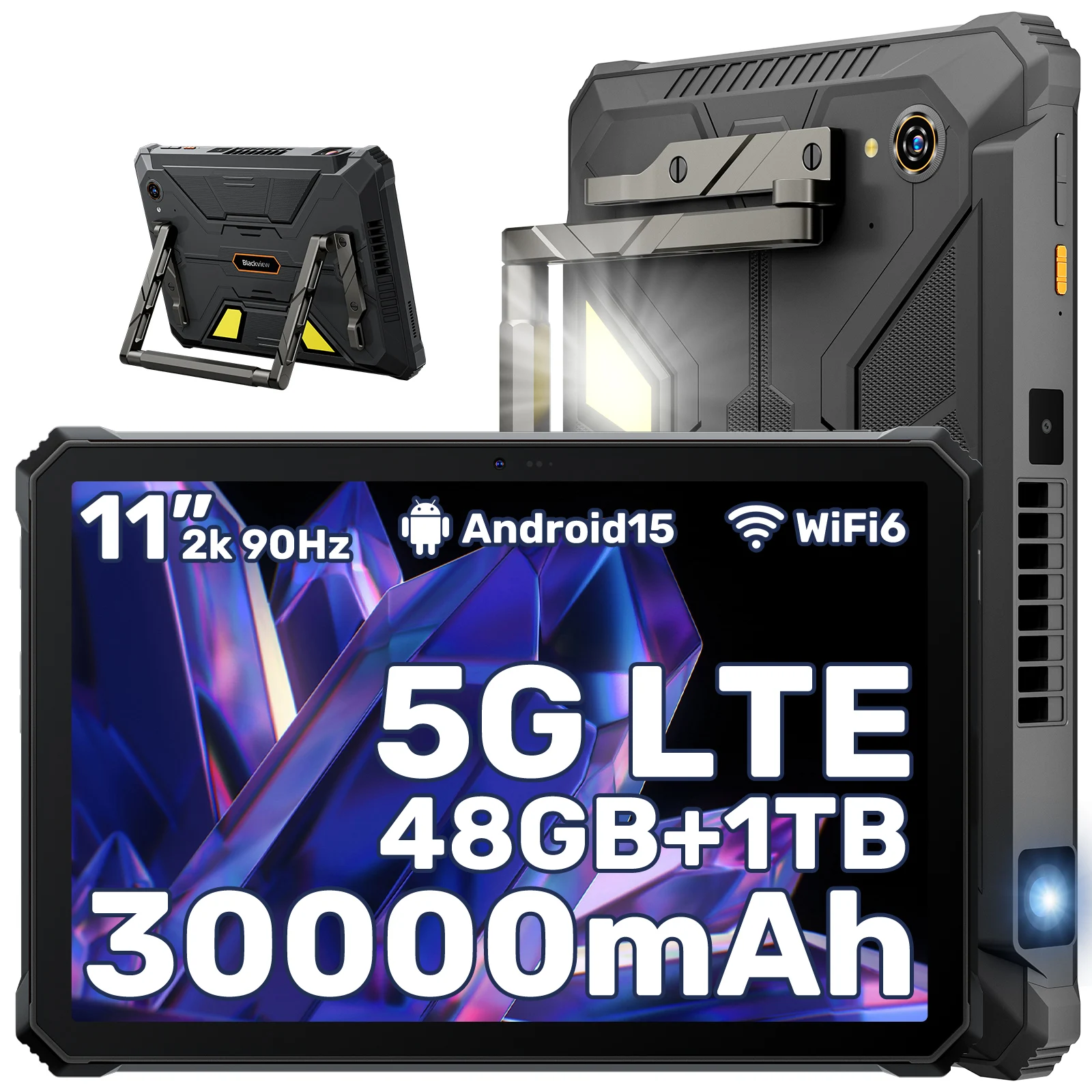 World Premiere Blackview Active 12 Pro Rugged Projector Tablet 11'' Pad Android 15 16GB 1TB 30000mAh Dimensity 7300 Tablet Phone