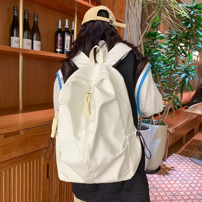 

Black White Khaki Backpacks Korean Harajuku Style Teenager High School Large Capacity Bookbags Women Mens Casual Travel Rucksack