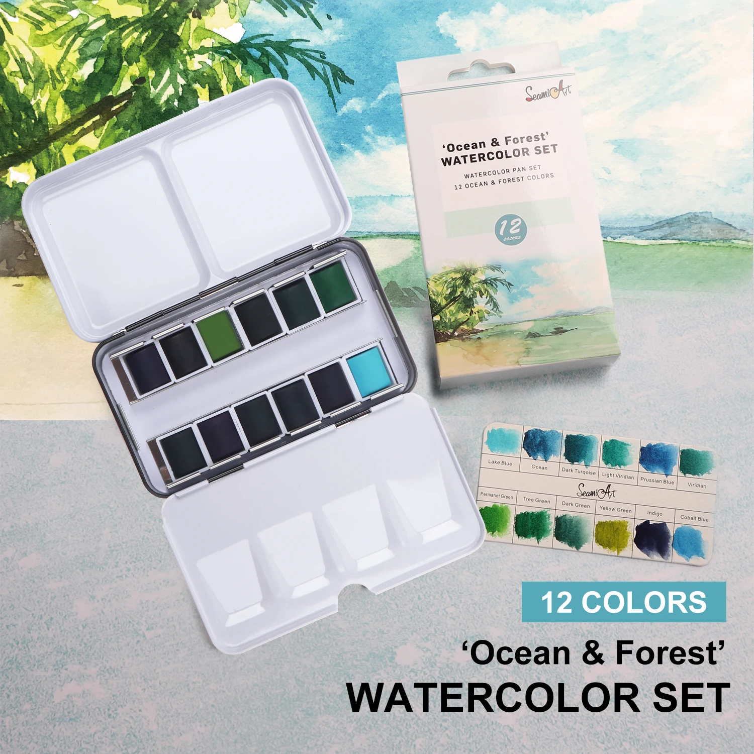 SeamiArt Watercolor Paint Solid Transparent Acuarelas Travel Hand Account Water Color Painting Illustration Art Supplies