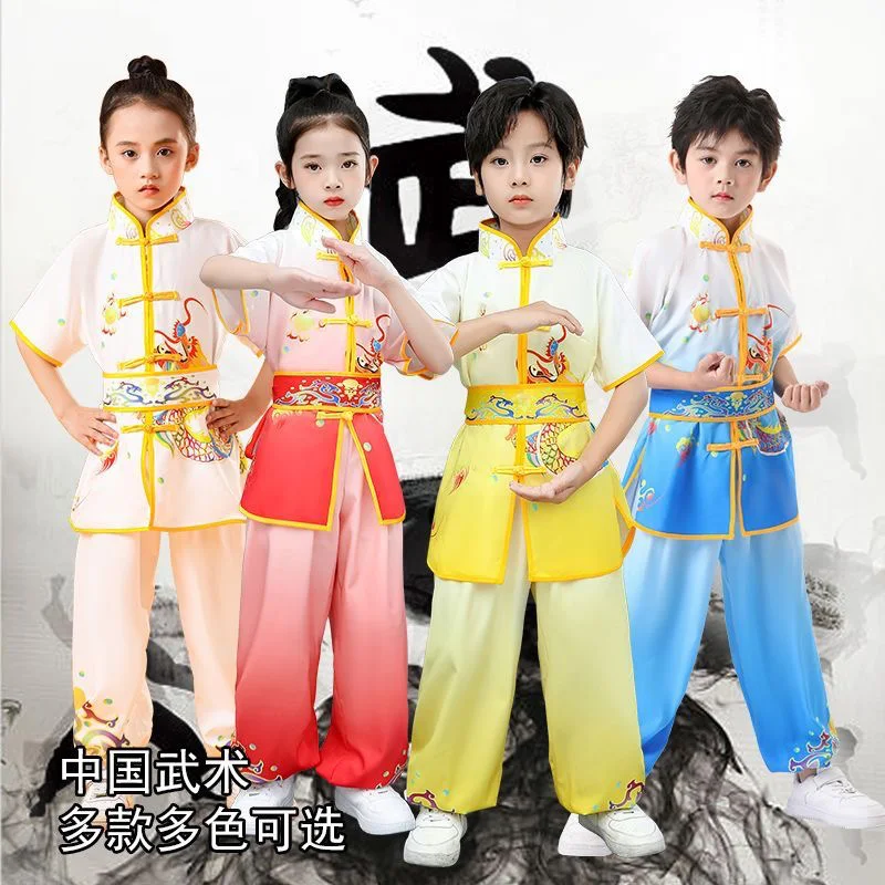 ملابس الأطفال الصينية تاي تشي وشو التنين طباعة فنون الدفاع عن النفس دعوى الكونغ فو موحدة الجناح تشون شاولين الصينية الكونغ فو مجموعة