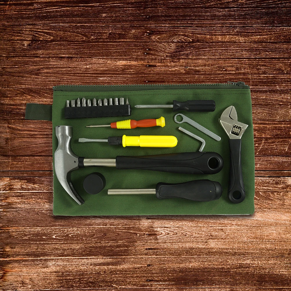 

2pcs Canvas Tool Bag Small Zipper Pouch for Electrical Tools Compact Lightweight Portable Storage Heavy Duty Garage