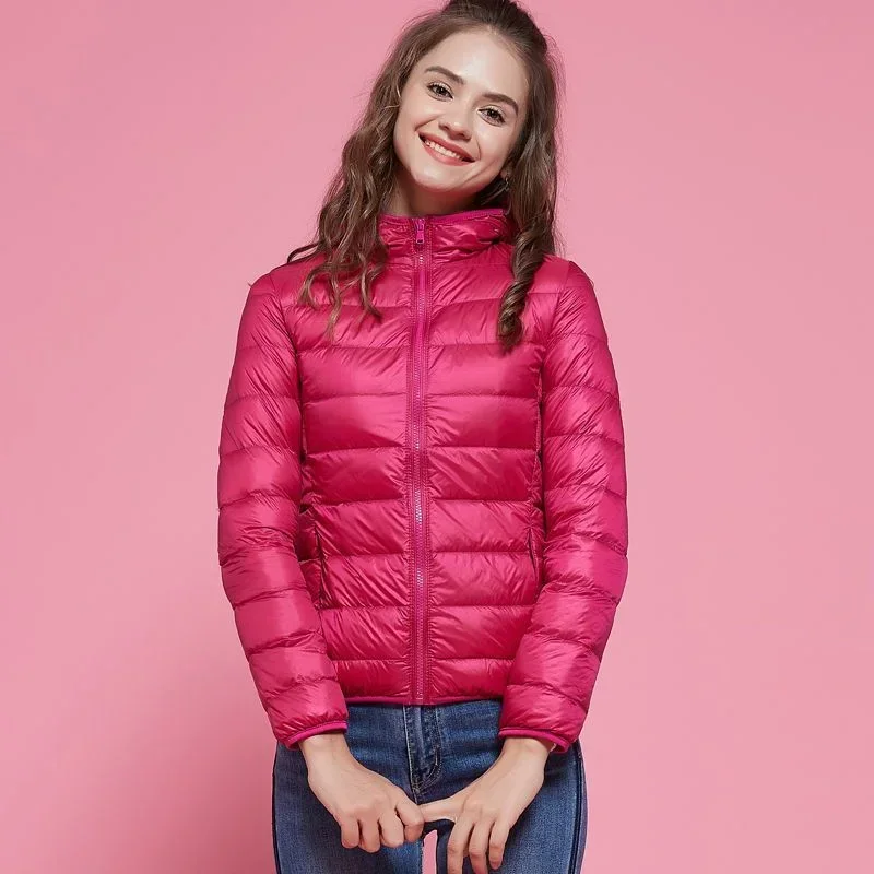 26 Farben lila Frauen Jacken 2023 neue Frühling Winter weiße Ente Daunen warme ultraleichte packbare Puffer Mäntel weibliche Parkas