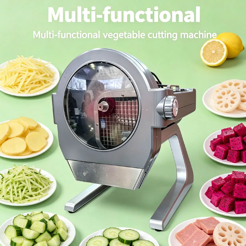 Desktop Commercial Vegetable Cutting Machine Electric Automatic Complete Slice Shred Dice Vegetable Cutter Machine
