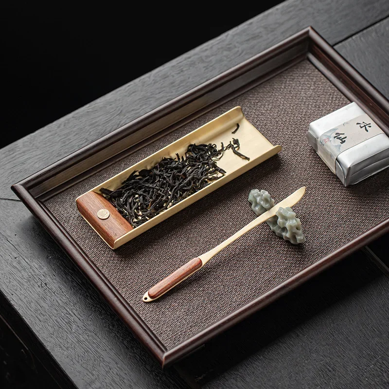 

Brass Tea Spoon Suit Zen Stainless Steel Spare Parts Tea Holder Household High-End Tea Scoop Shovel Spoon