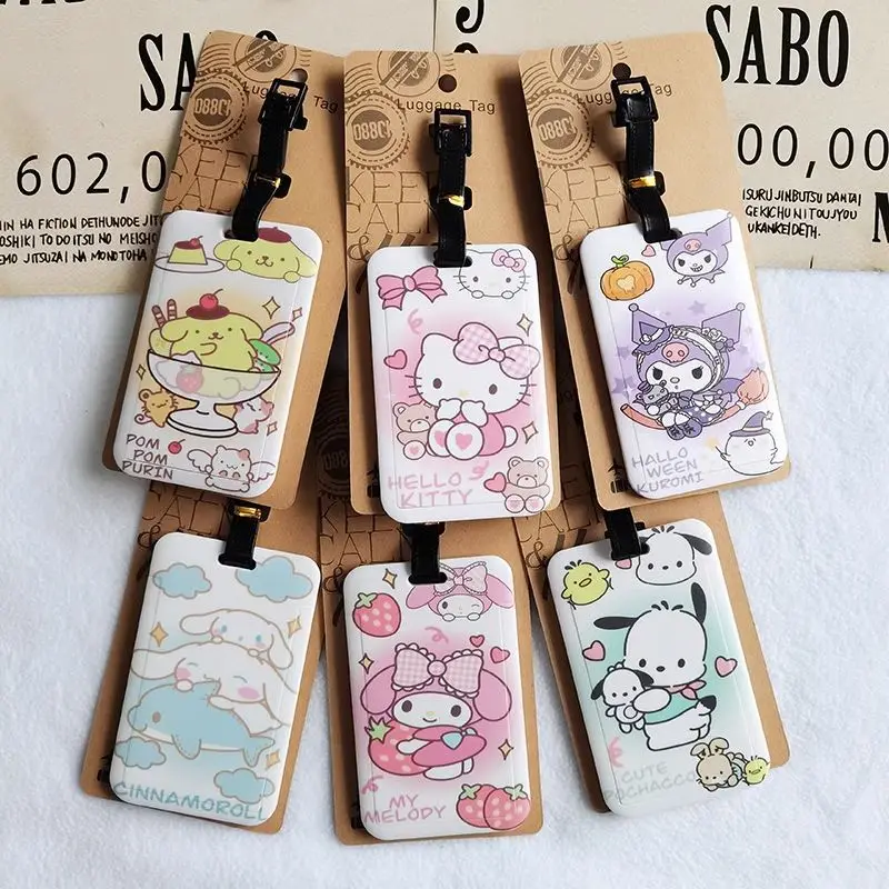 New Sanrio Cinnamoroll Kuromi Mymelody Cartoon Luggage Tag Kawaii Anime Subway Meal Card Bus Card Holder ID Address Name Holder