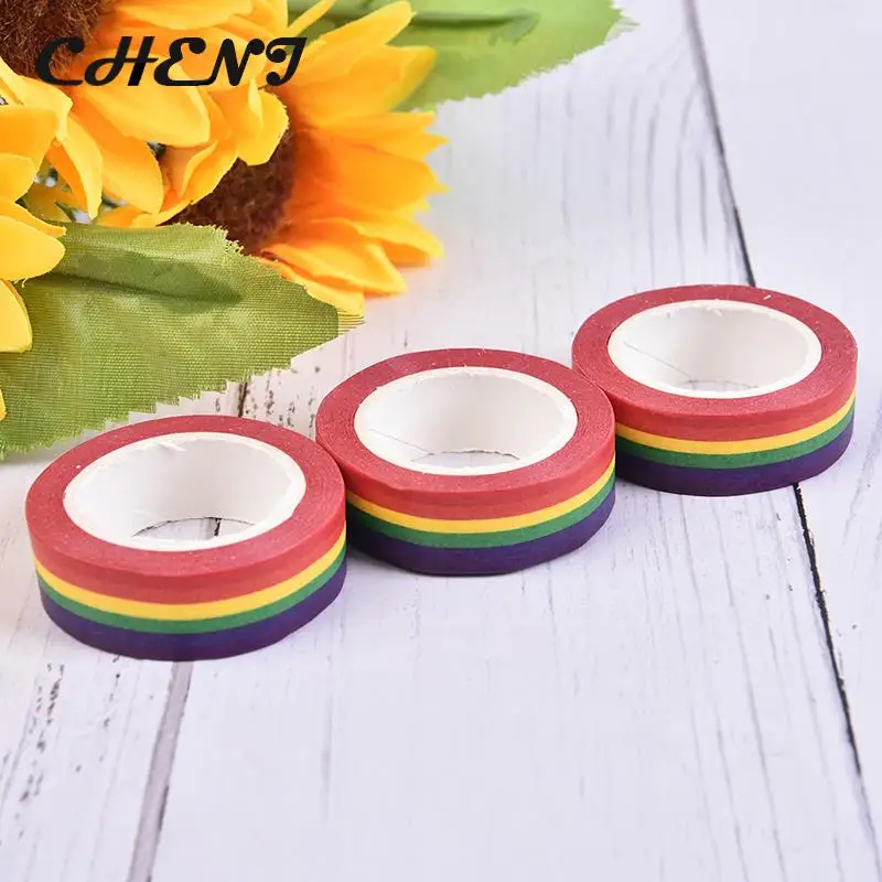 10m/Roll Rainbow Color Sticky Tape Photo Album Scrapbooking Decor Adhesive