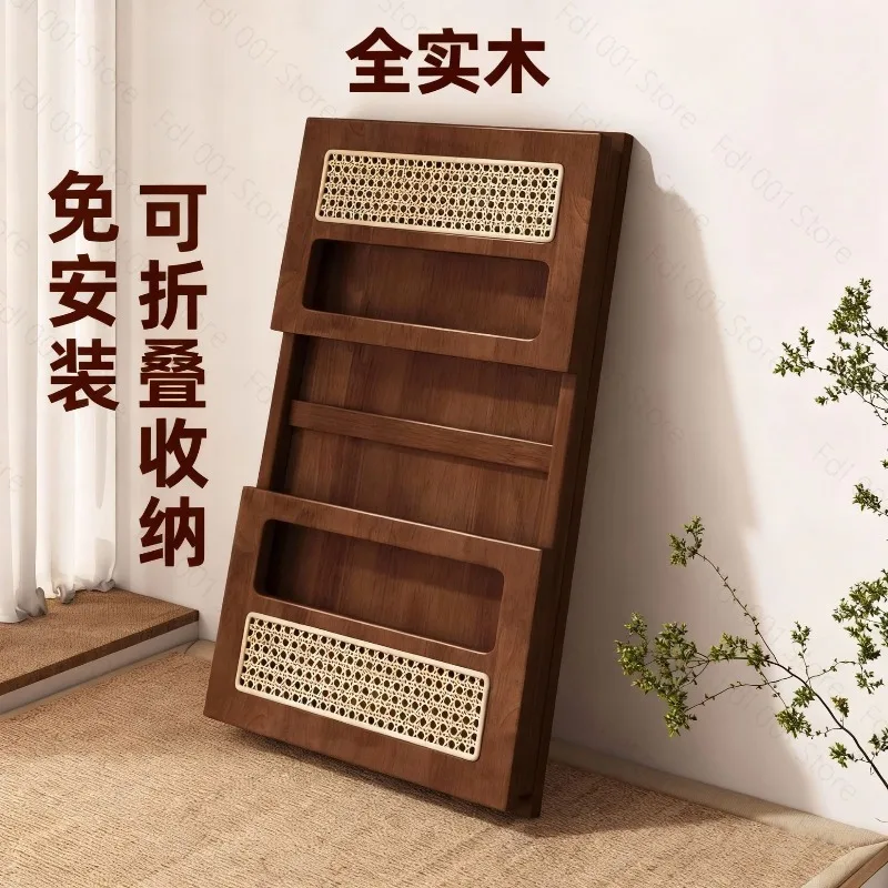 Solid Wood Folding Tatami Low Table Bay Window Tea Table Portable Floor Small Kang Table for Home Balcony Dining Use