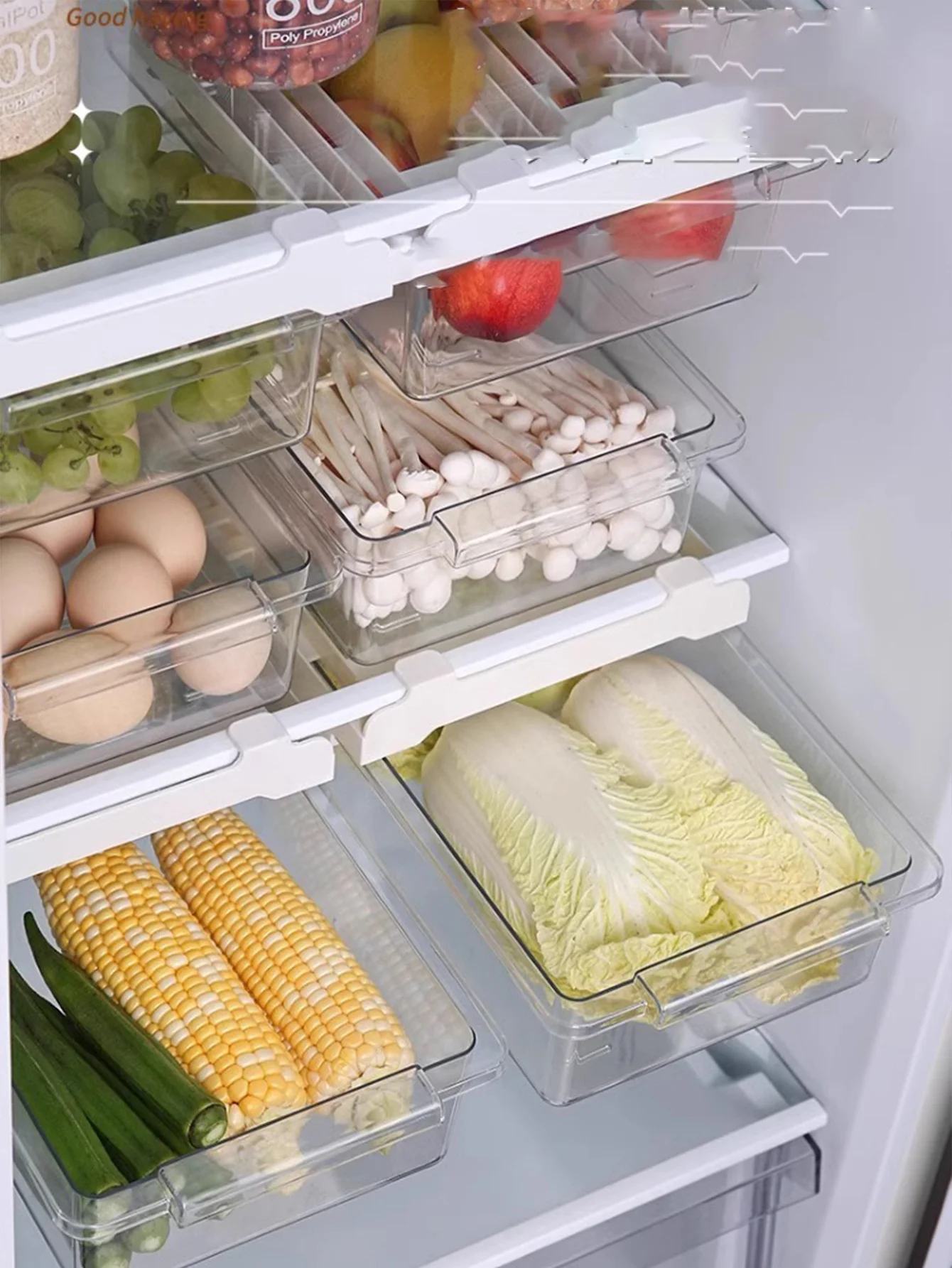 1 PCS Refrigerator Drawer Storage Box Kitchen Transparent vegetable Fruits Organizer Suspended Fridge Container Space Saving