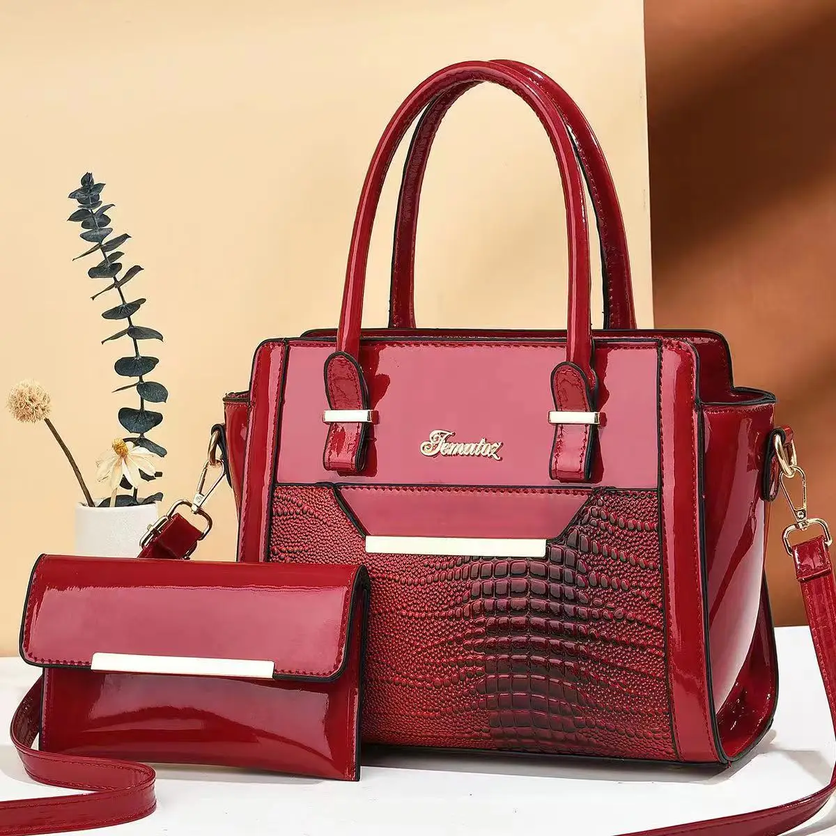 2024 Large Capacity Crocodile Patterned Crossbody Composite Bag High Quality PU Single Shoulder Tote Bags Women Fashion Handbags