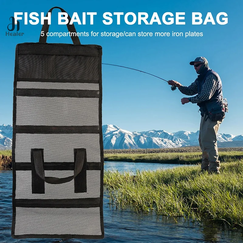 1PC Fishing Bait Bags Dirt Resistant Mesh Folding Bait Lure Hook Handbag Breathable Wear-resistant Fishing Gear Accessories