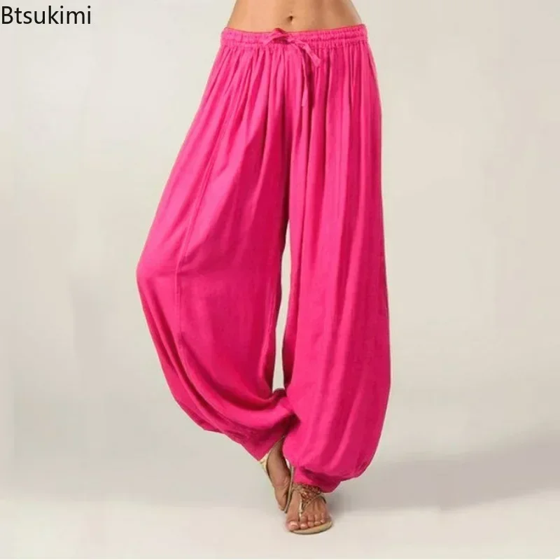 New 2024 Women's Casual Harem Pants Solid Sports Baggy Hippie Workout Loose Trousers Sweatpants Solid Loose Trousers Female 5XL