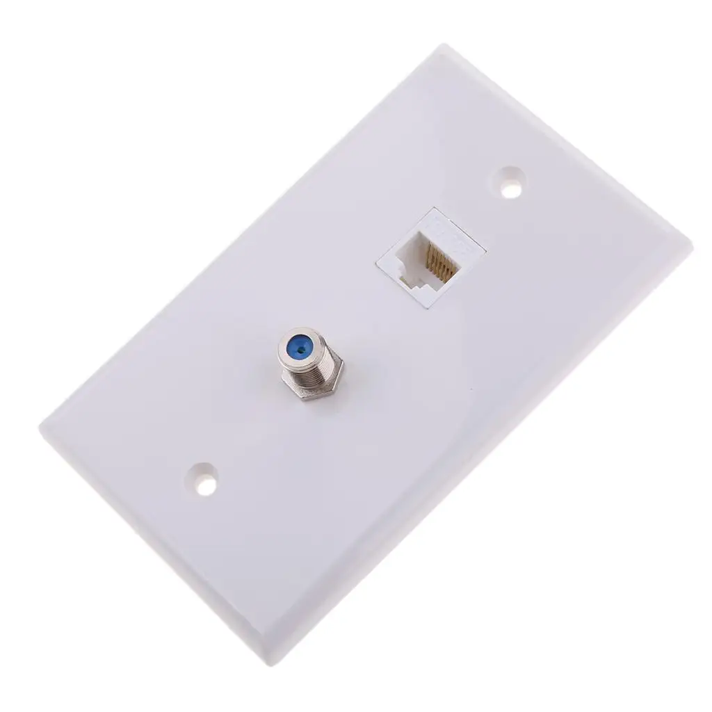 Coaxial F Connector Ethernet Network Jack Wall Plate Socket Outlet