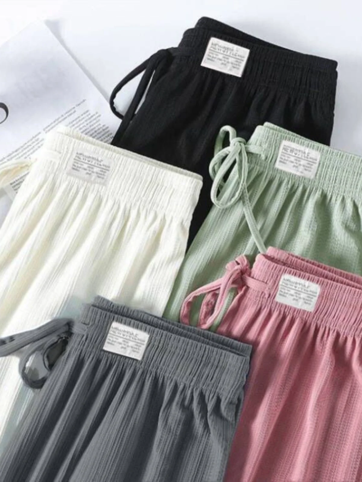 Oferta Especial: Calças Femininas de Seda Gelada Finas e Frescas para o Verão, Cintura Alta, Caimento Fluido, Comprimento Lon...