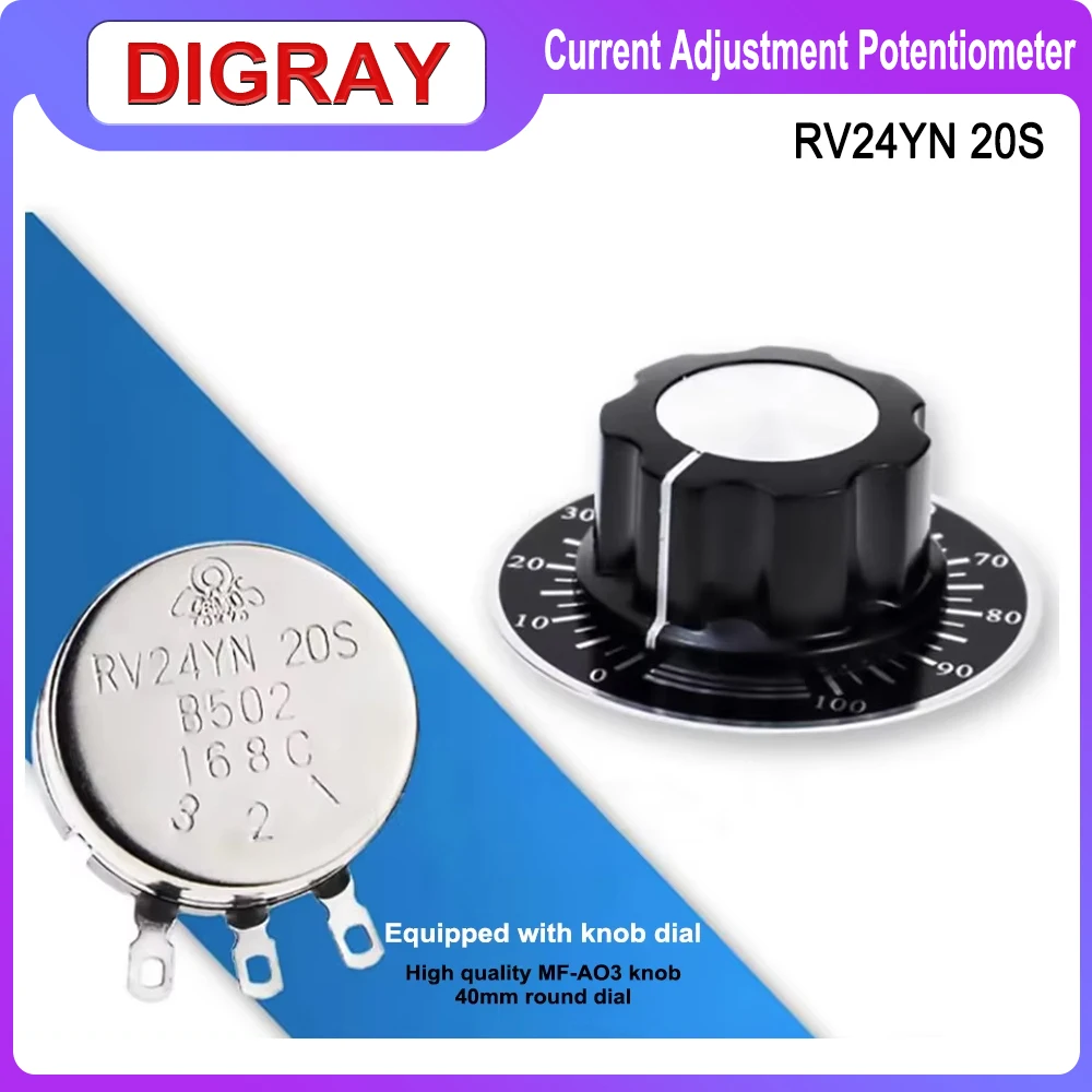 DIGRAY Current Adjustment Potentiometer Knob RV24YN 20S B502 168C For CNC Laser Cutting Engraving Machine Accessories